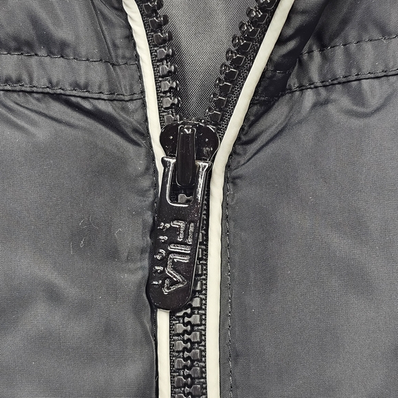 Fila Sport Y2K Puffer Vest Small Black Full Zip Retro Patch Athleisure Warm - Picture 5 of 12